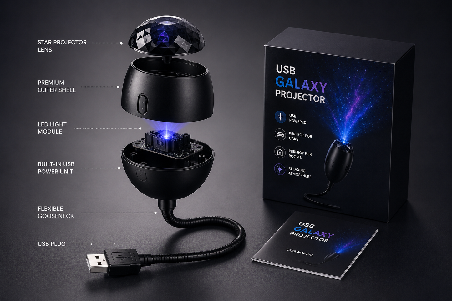 USB Galaxy Projector