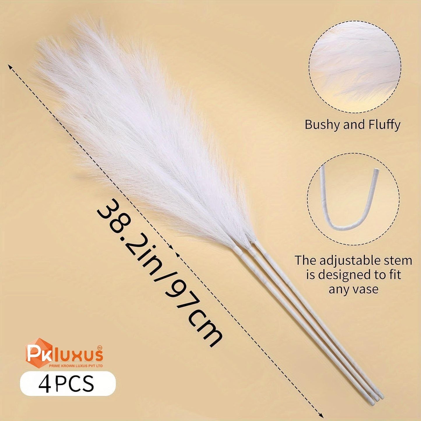 Luxury White Pampas Grass Bouquet – Elegant Home Décor Stems