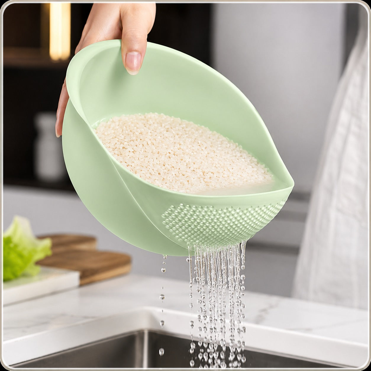 Fruit & Vegetable Washing Bowl with Built-in Strainer (2-in-1 Colander Bowl)