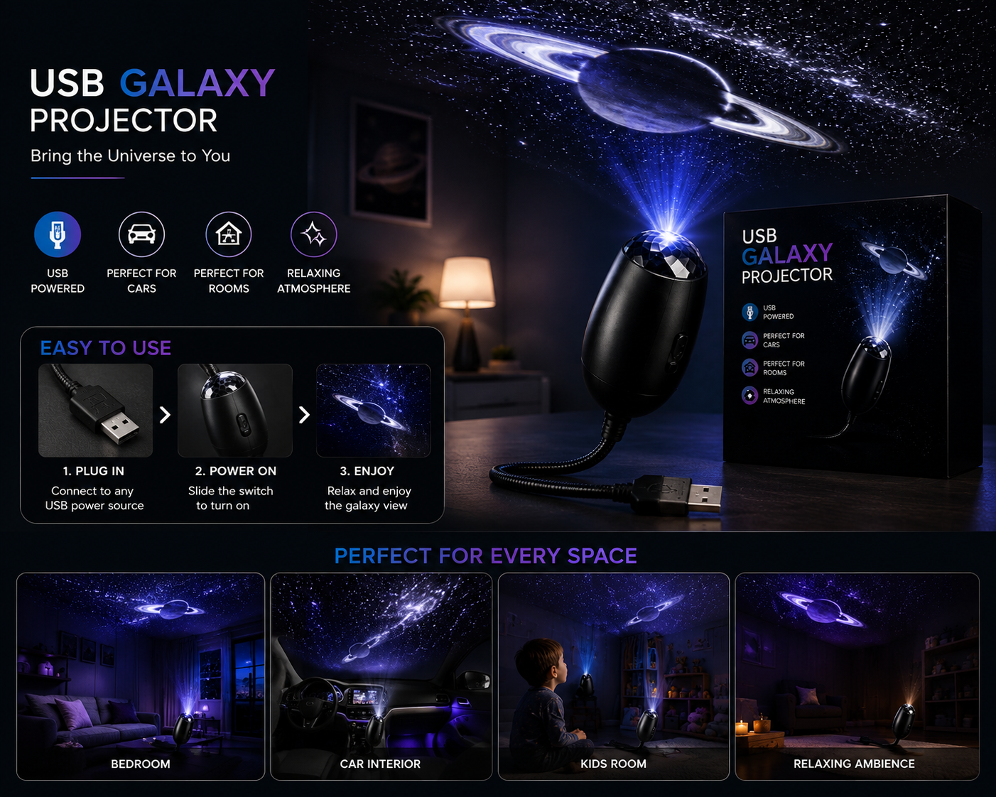 USB Galaxy Projector