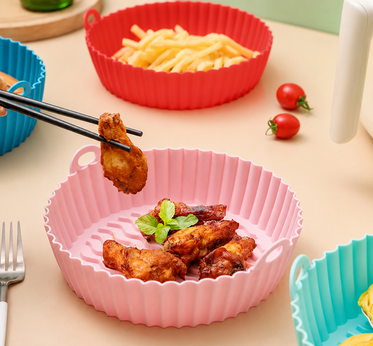 Reusable Silicone Air Fryer Liners – Non-Stick Baking & Cooking Basket (Set of 6)