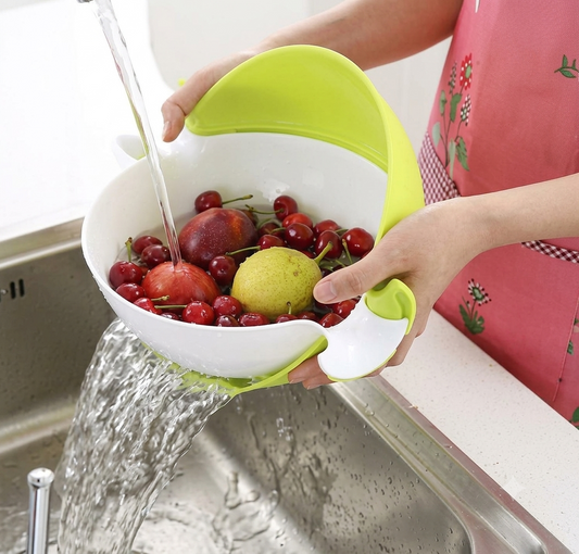 Fruit & Vegetable Washing Bowl with Built-in Strainer (2-in-1 Colander Bowl)