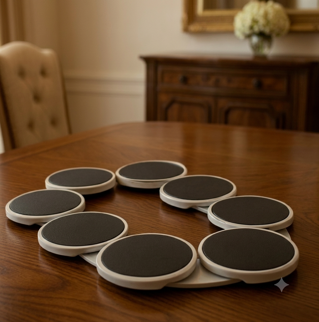 Rotating Snack & Condiment Serving Tray with Glass Bowls – 7-Piece Lazy Susan Platter