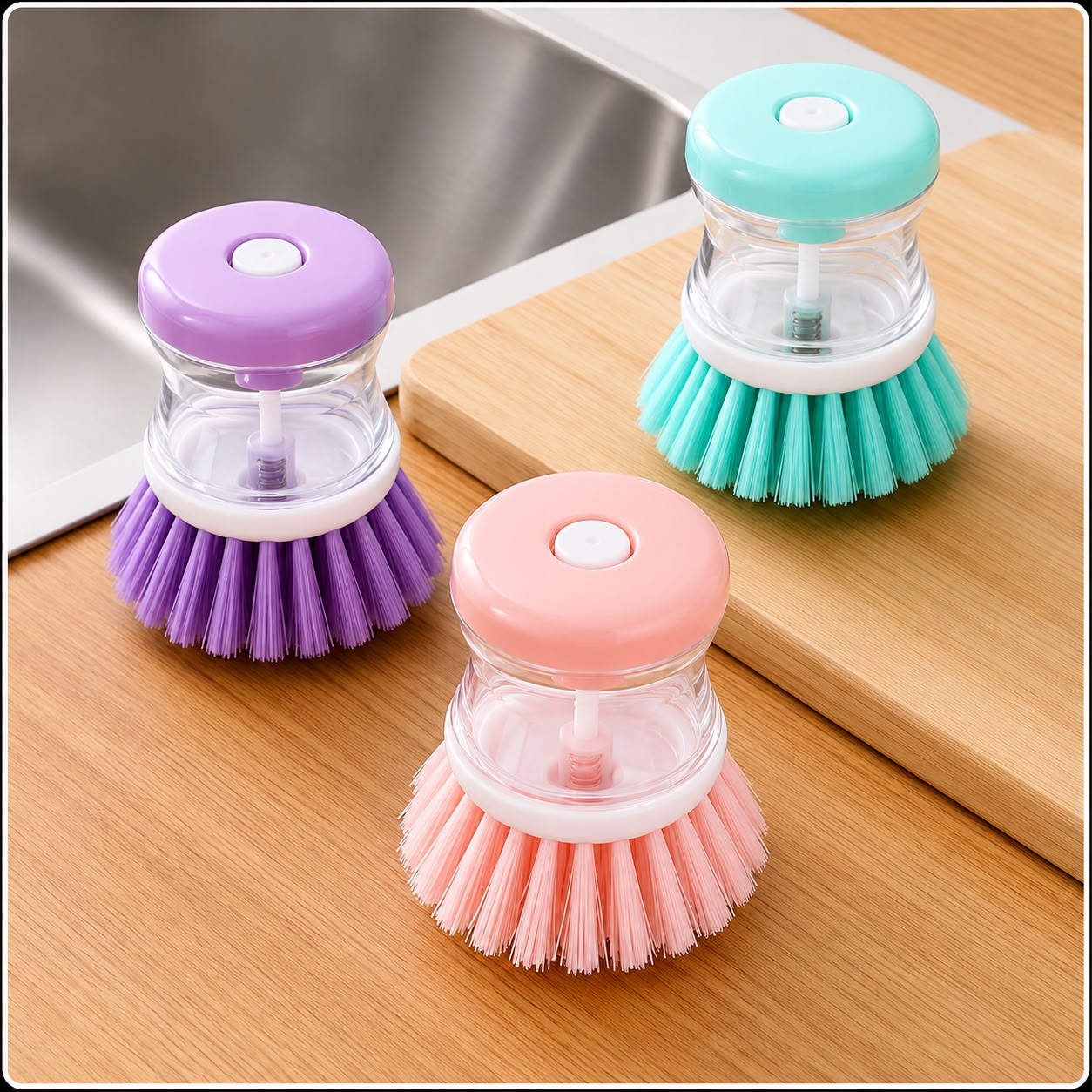 Soap Dispensing Palm Brush – 2-in-1 Kitchen Cleaning Brush