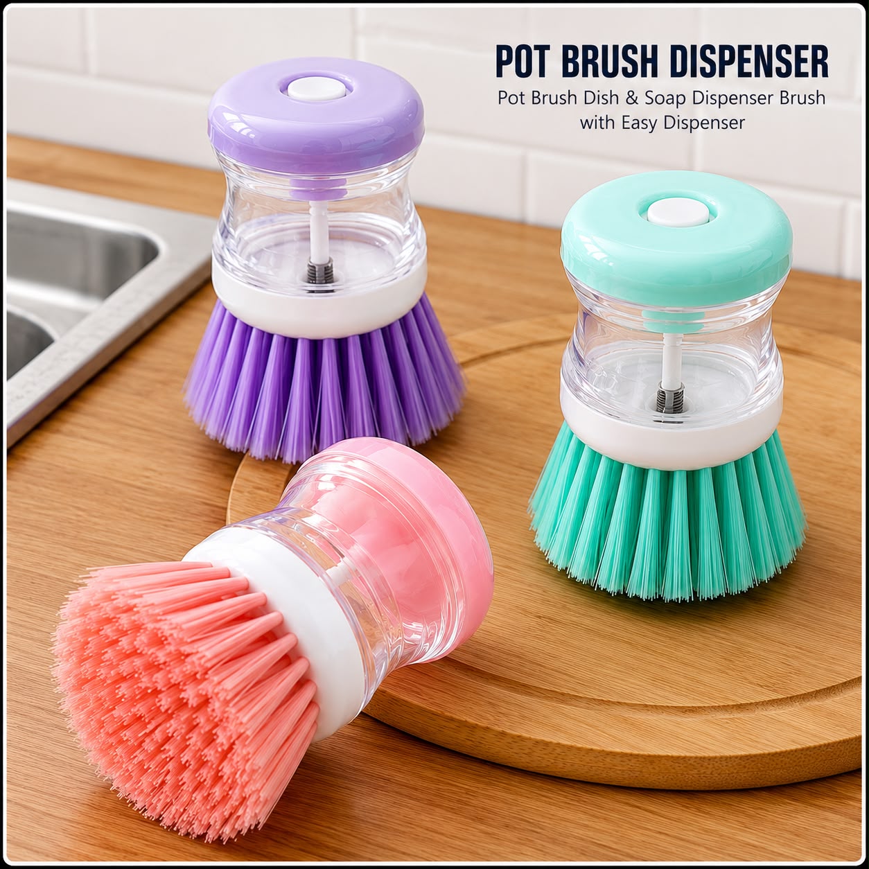 Soap Dispensing Palm Brush – 2-in-1 Kitchen Cleaning Brush