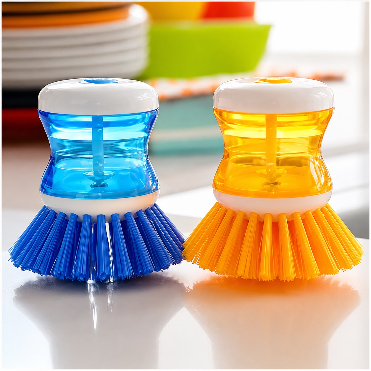 Soap Dispensing Palm Brush – 2-in-1 Kitchen Cleaning Brush