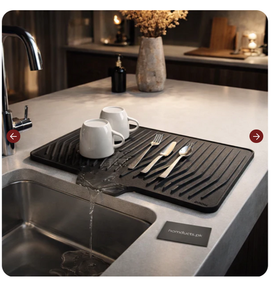 Self-Draining Silicone Sink Drying Mat – Kitchen Counter Drain Pad