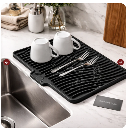 Self-Draining Silicone Sink Drying Mat – Kitchen Counter Drain Pad